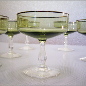 Olive Green Platinum Banded Compotes
