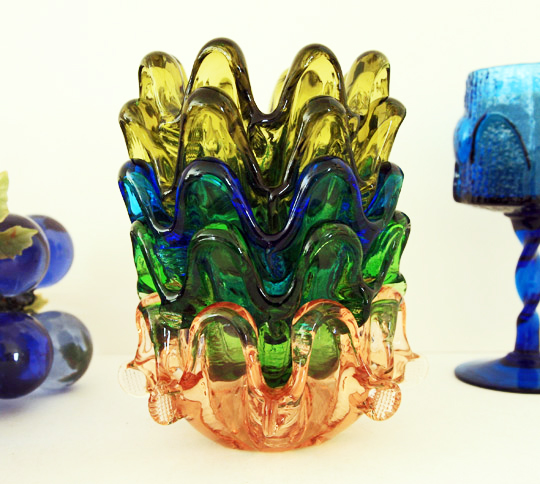 Set of Hand Made Stacking Art Glass Bowls