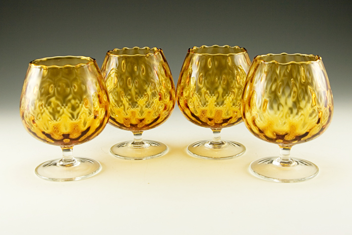 Set of Retro Italian Blown Glass Brandy Snifters