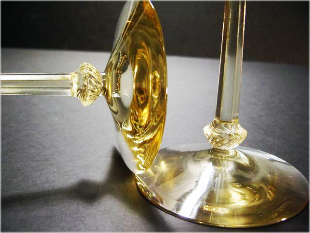 Set of Six Heisey Glass Sahara Etched Champagne Stems - Image 3