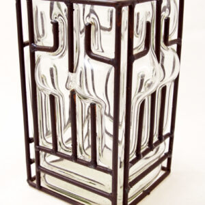 Sexy Decor Metal Caged Glass Square Vase