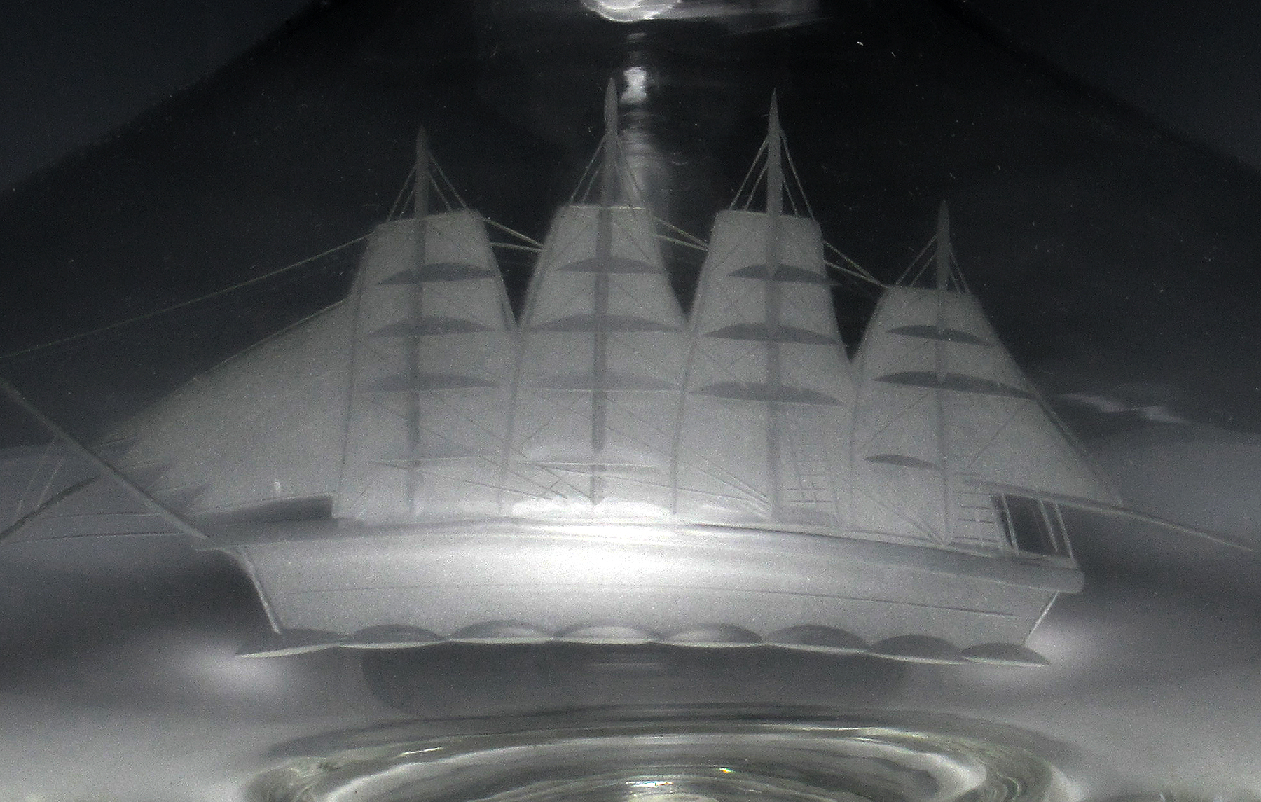 Bohemian Ship Decanter and Goblet Set Romania Label - Image 5