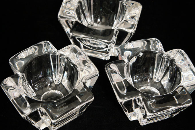 Signed Orrefors Crystal Max Votive Set of 3