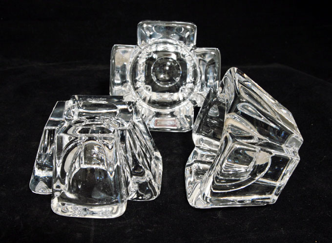Signed Orrefors Crystal Max Votive Set of 3 - Image 3