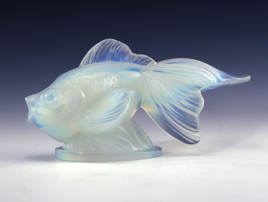 Sabino Art Glass Opalescent Oriental Goldfish Signed Paris Pre WWII