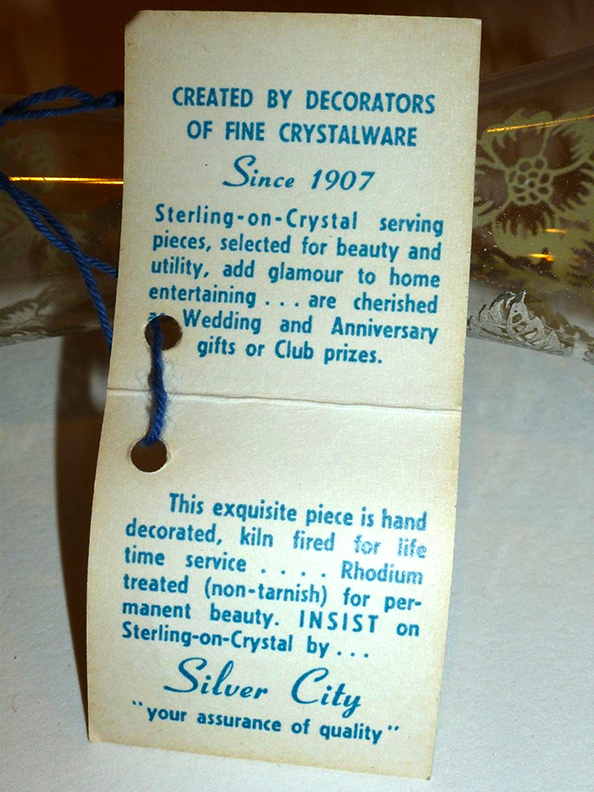 Vintage Cambridge Sterling Silver on Crystal Vase Peony Pattern - Image 6