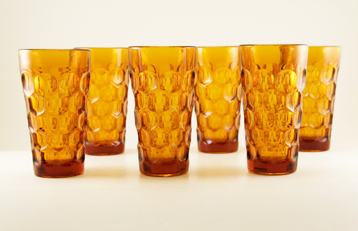 Six Imperial Provincial Honeycomb Glass Tall Tumblers