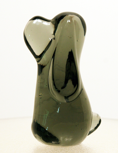 Smoked Green Glass Vintage Hound Dog - Image 3