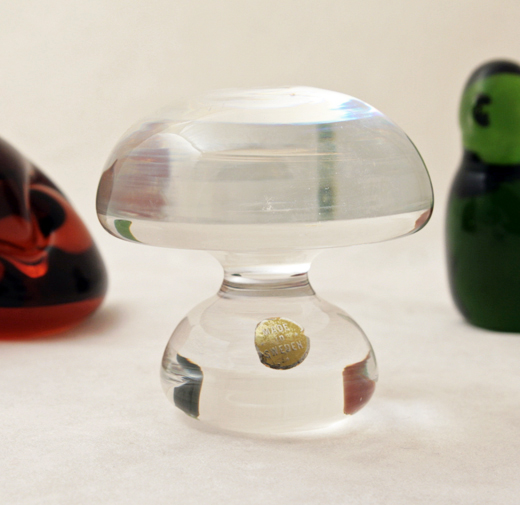 Solid Crystal Mushroom Paperweight Made in Sweden