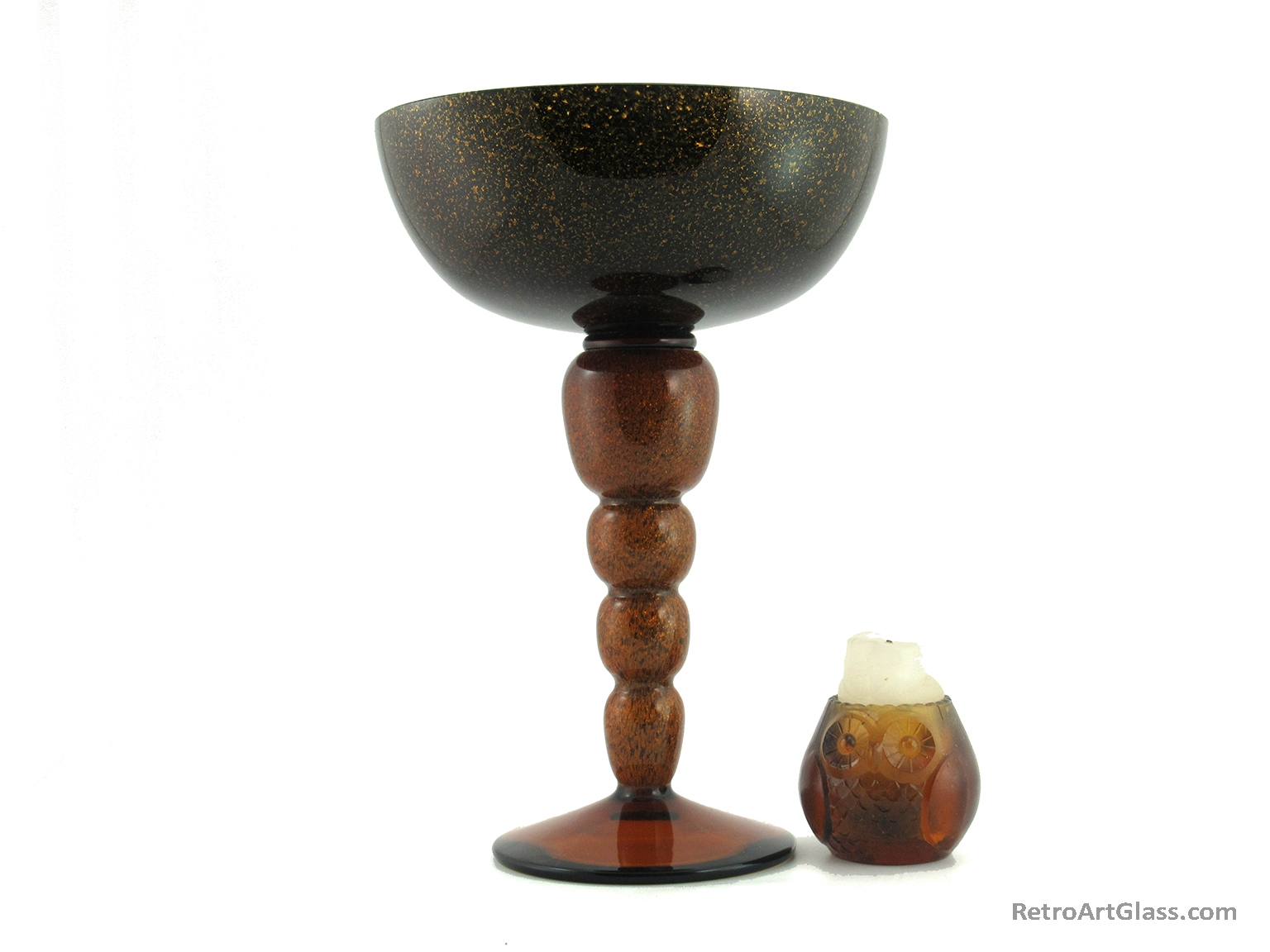 Spangled Glass Ceremonial Goblet Vase Huge Hand-Blown