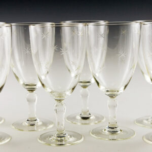 Star Cut Vintage Glass Wine Stemware Set of 8