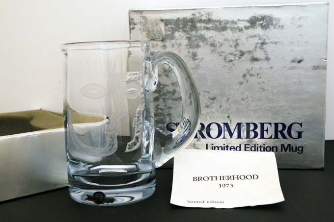 Swedish Crystal Beer Mug Marquis of Queensberry Signed Hand-Blown