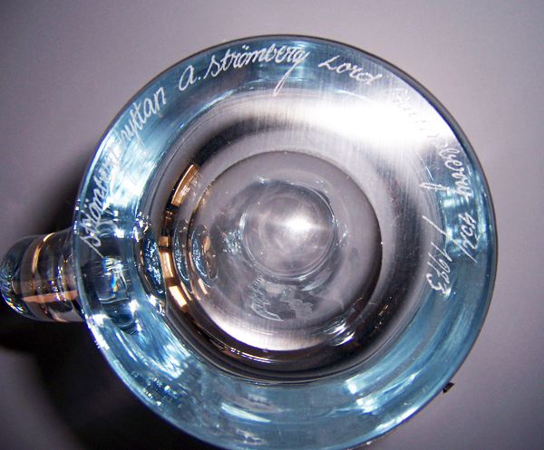 Swedish Crystal Beer Mug Marquis of Queensberry Signed Hand-Blown - Image 2