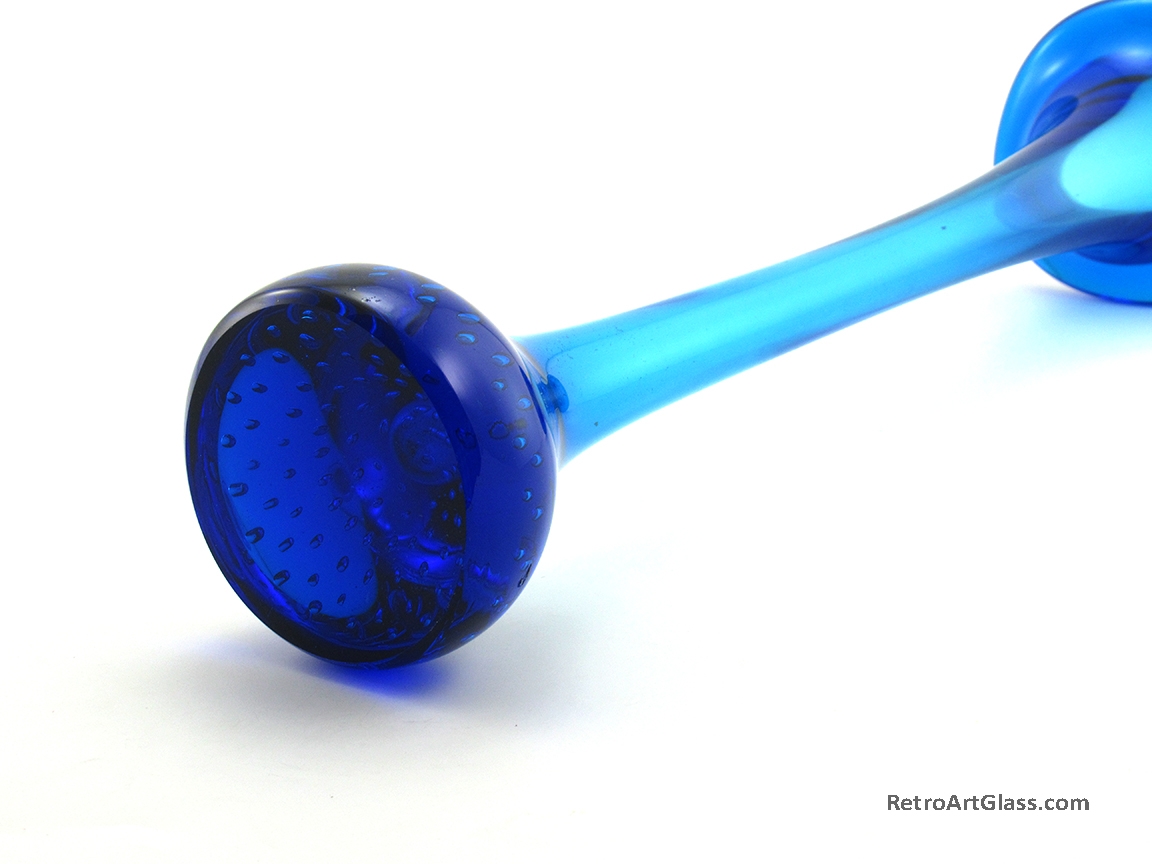 Swedish Modern Retro Glass Bone Vase in Deep Blue - Image 4