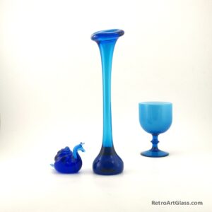 Swedish Modern Retro Glass Bone Vase in Deep Blue
