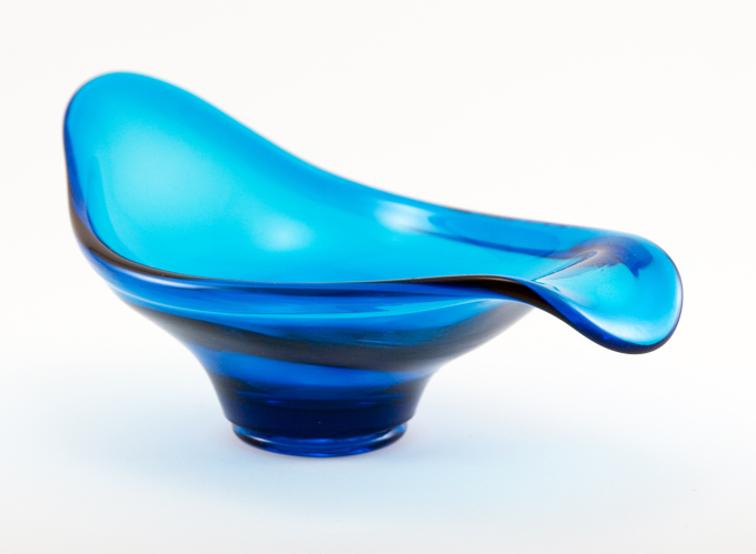 Swedish Modern Blown Glass Stretch Bowl by Viking