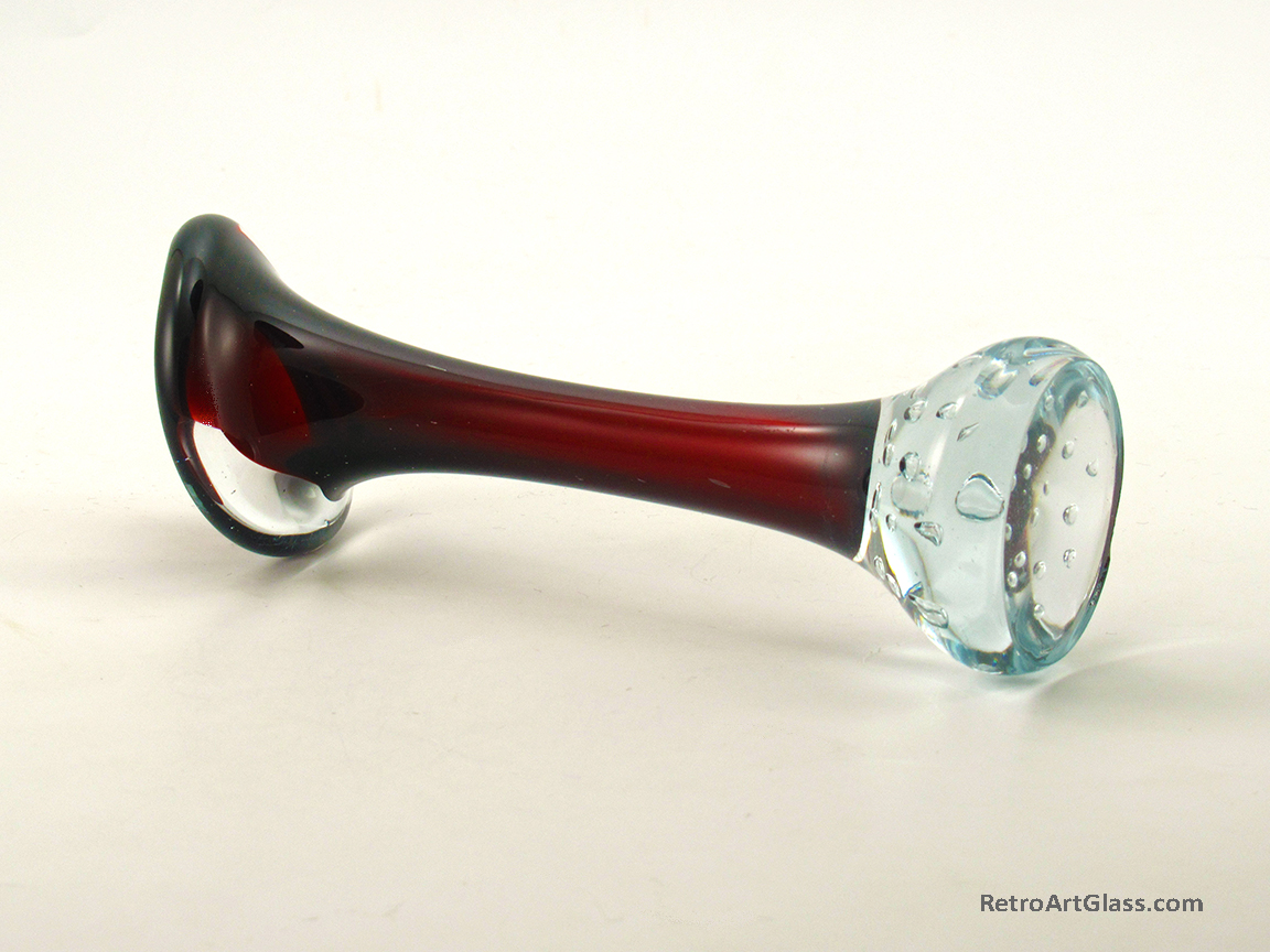 Swedish Modern Retro Glass Bone Vase in Ruby Red - Image 4