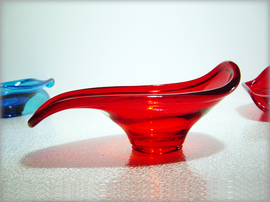 Ruby Swedish Modern Glass Hand Blown Dish