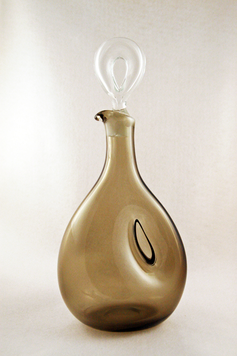 Swedish Modern Glass Vintage Smoke Decanter