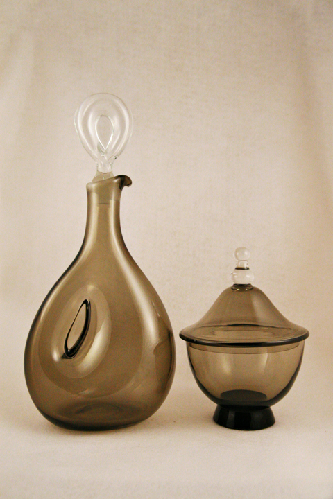 Swedish Modern Glass Vintage Smoke Decanter - Image 3