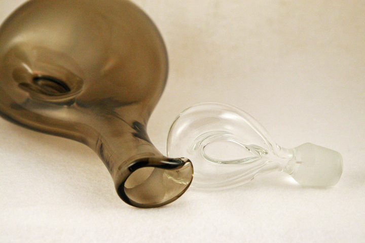 Swedish Modern Glass Vintage Smoke Decanter - Image 2