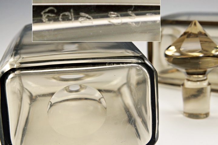 Swedish Uranium Cut Crystal Decanter Set 1930s - Image 3