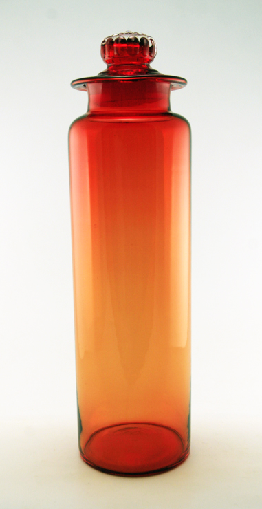 Tall 1960s Retro Mod Tangerine Glass Canister from Gumps