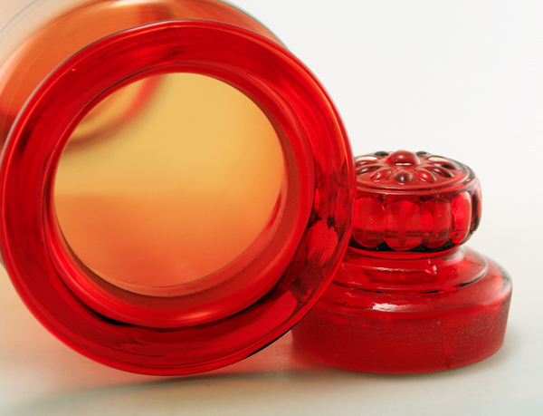 Tall 1960s Retro Mod Tangerine Glass Canister from Gumps - Image 2