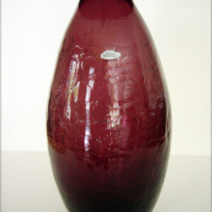 Tall Blenko Purple Amethyst Crackle Glass Vase