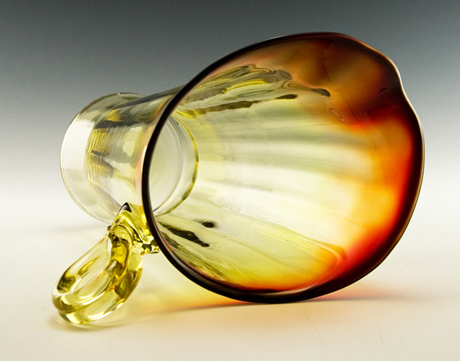 Tall Blown Optic Art Glass Rubina Verde Hand-Blown Pitcher - Image 2