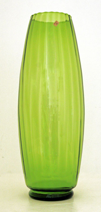 Tall Italian Optic Glass Bullet Vase With Label