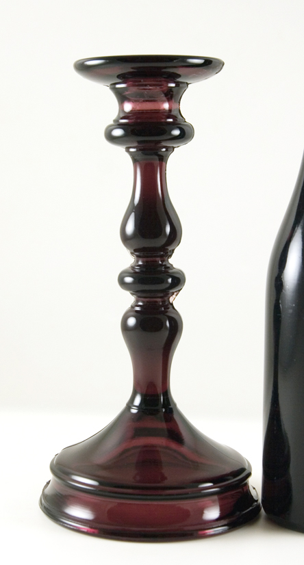 Antique Amethyst Glass Candlestick Holder by Tiffin - Image 2
