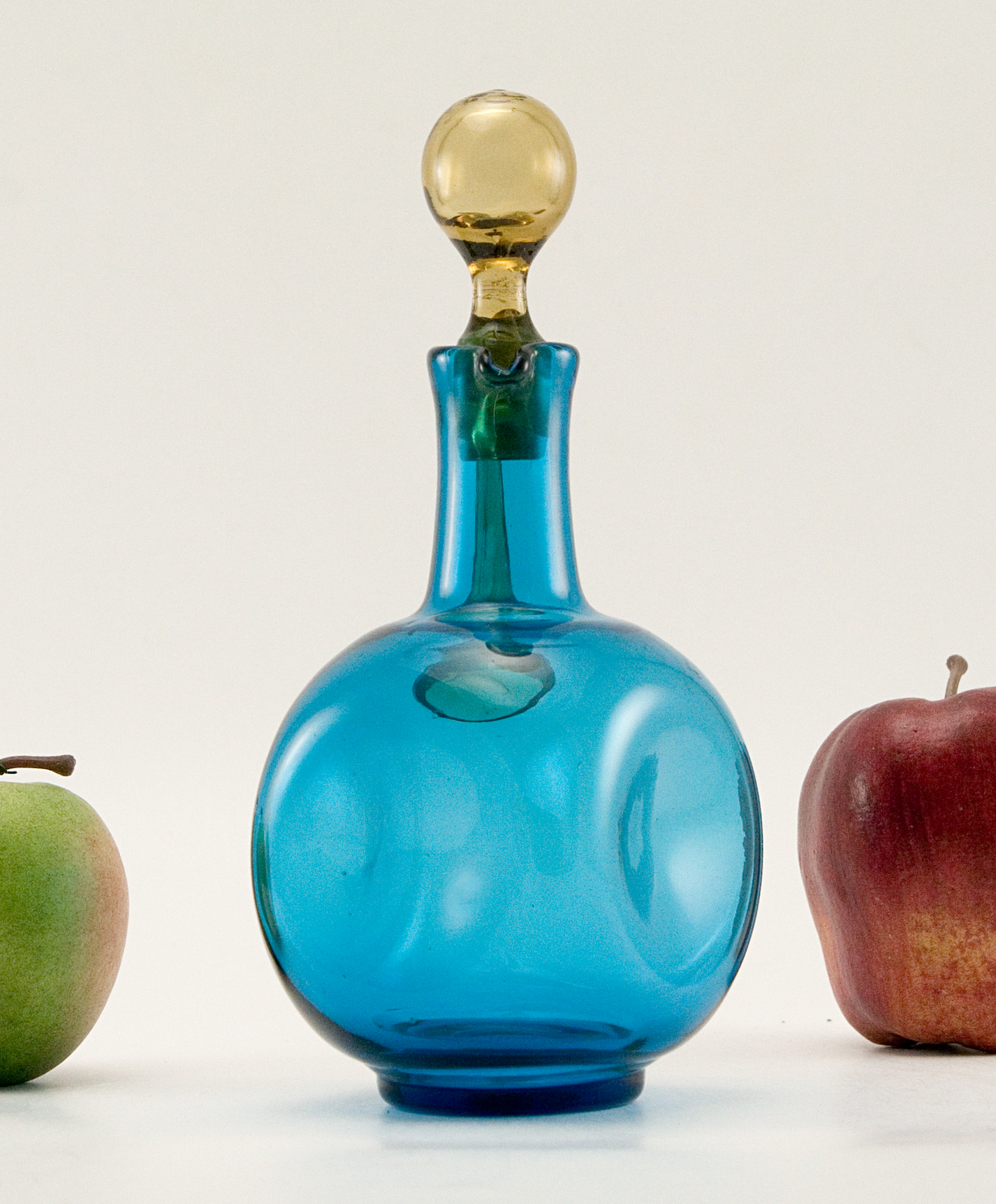 Hand-Blown Vintage Glass Blue Topaz Jug - Image 5