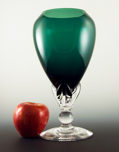 Tiffin Cellini Chalice Vase in Killarney Green Crystal