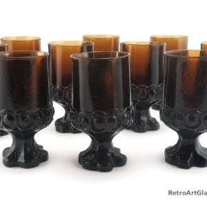 Tiffin Franciscan Large Goblet Set of 10 Nut Meg Vintage Medieval
