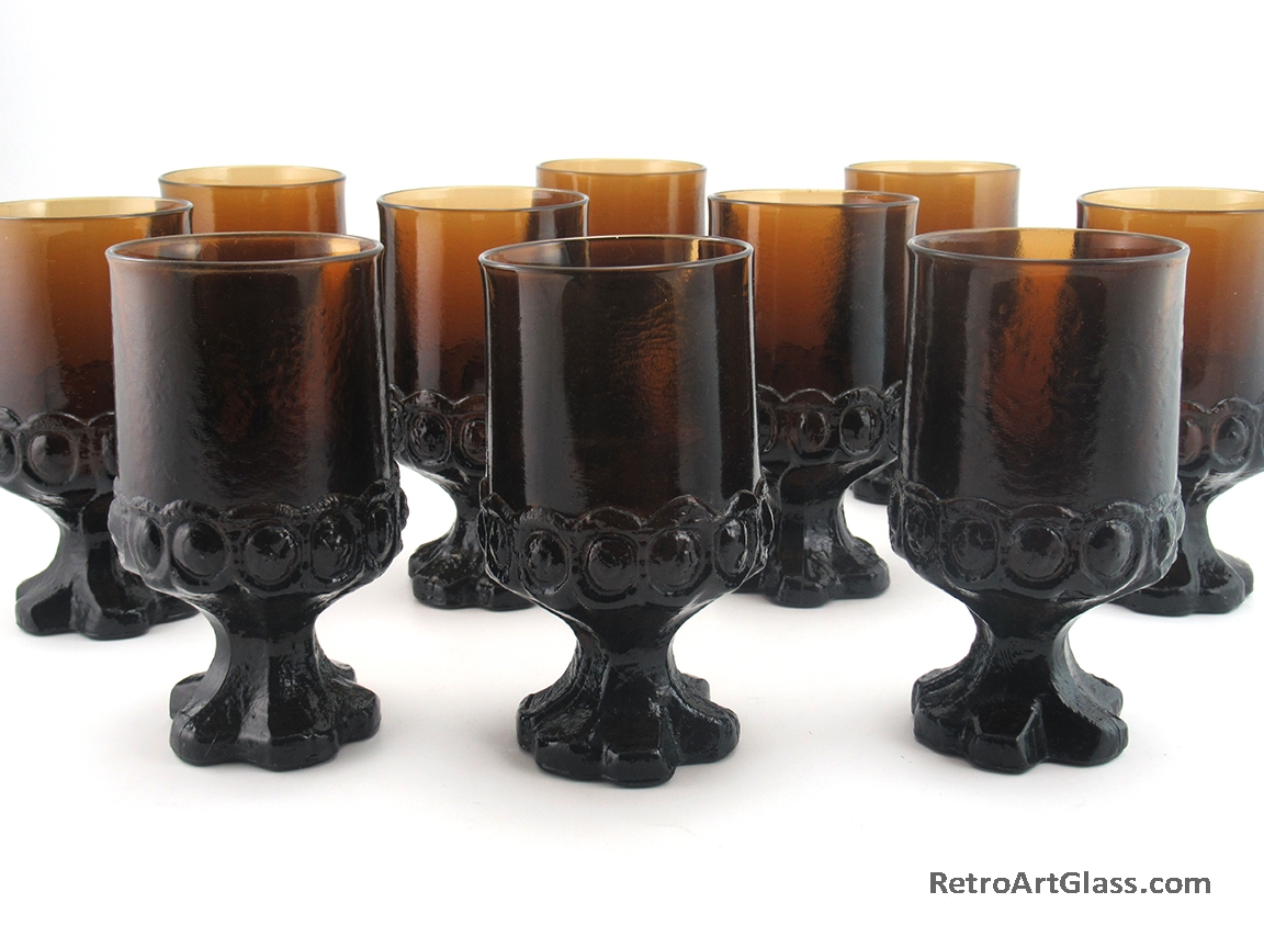 Tiffin Franciscan Large Goblet Set of 10 Nut Meg Vintage Medieval