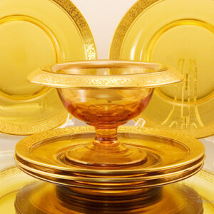 Antique Dessert Service Gold Rambler Rose Decor