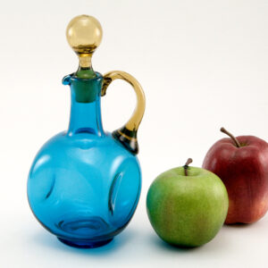 Hand-Blown Vintage Glass Blue Topaz Jug
