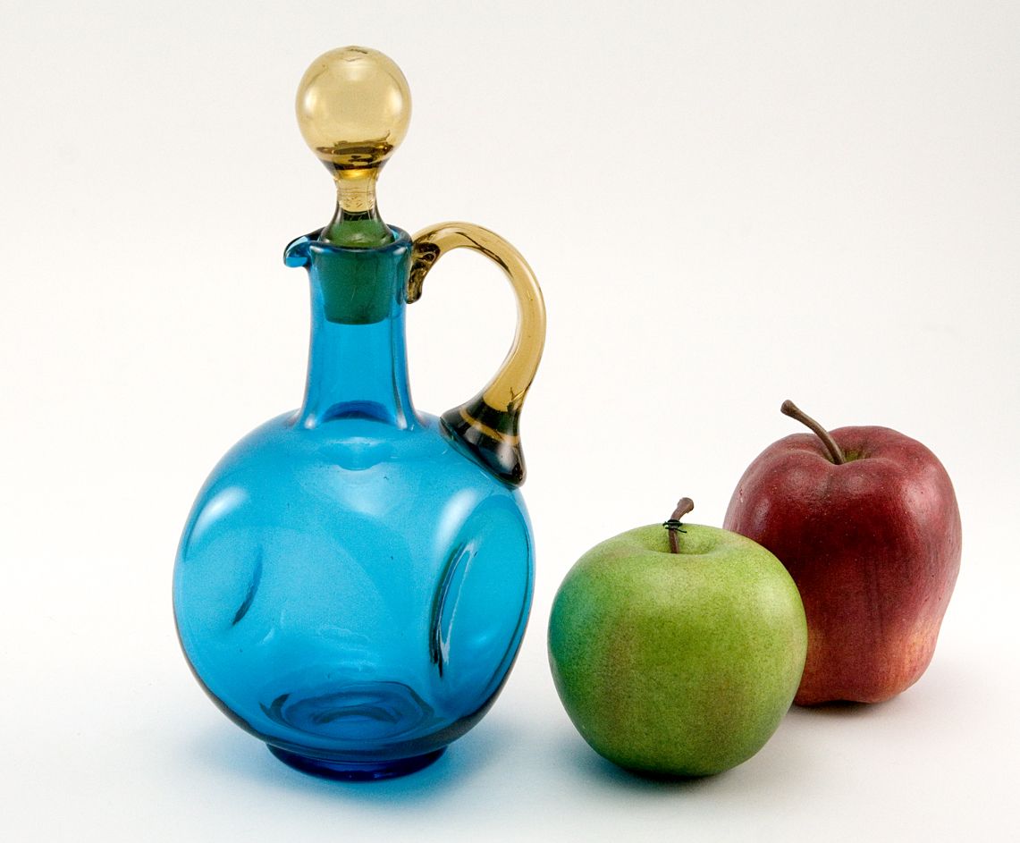 Hand-Blown Vintage Glass Blue Topaz Jug