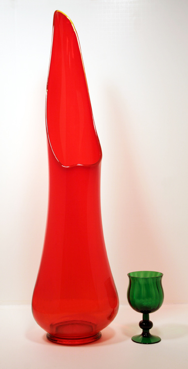 Tremendous Architectural Glass Red Floor Vase