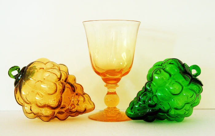 Two Tiffin Glass Golden Banana Wine Goblets - Image 3