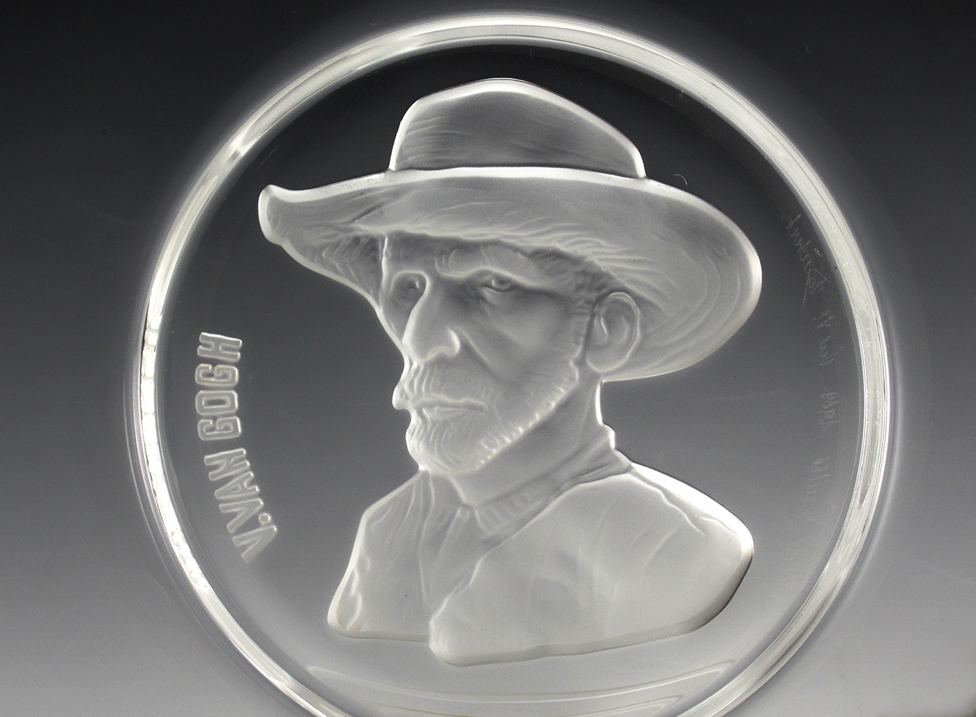 Van Gogh Portrait in Crystal Sandblasted Art Plate 1969 Val St. Lambert