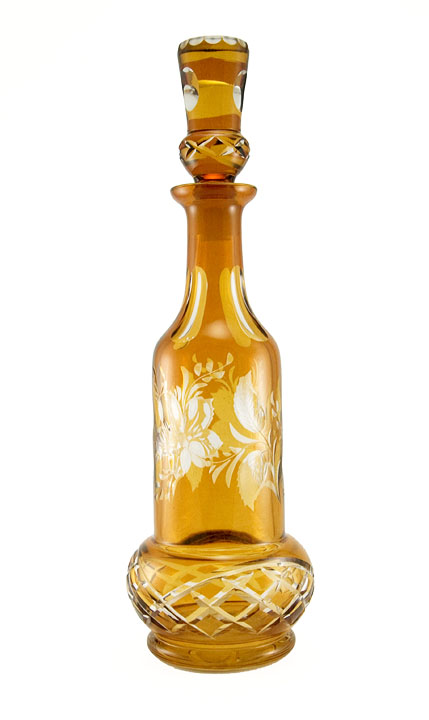 Huge Vintage Bohemian Cut to Clear Crystal Decanter