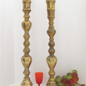 Gigantic Brass Candle Holders Floor Standing Antique