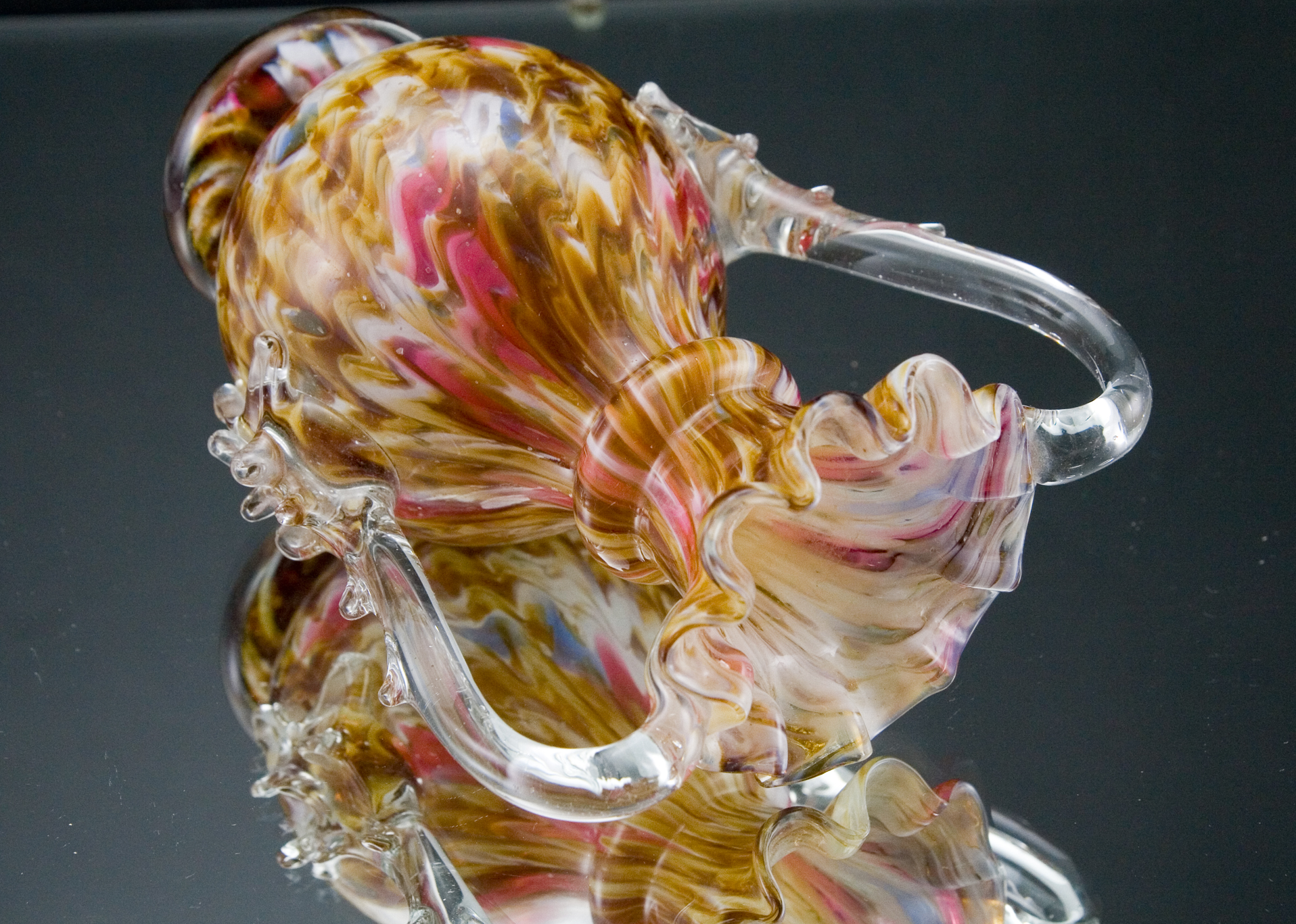 Antique Victorian Vase Spatter Glass Thorn Handles - Image 3