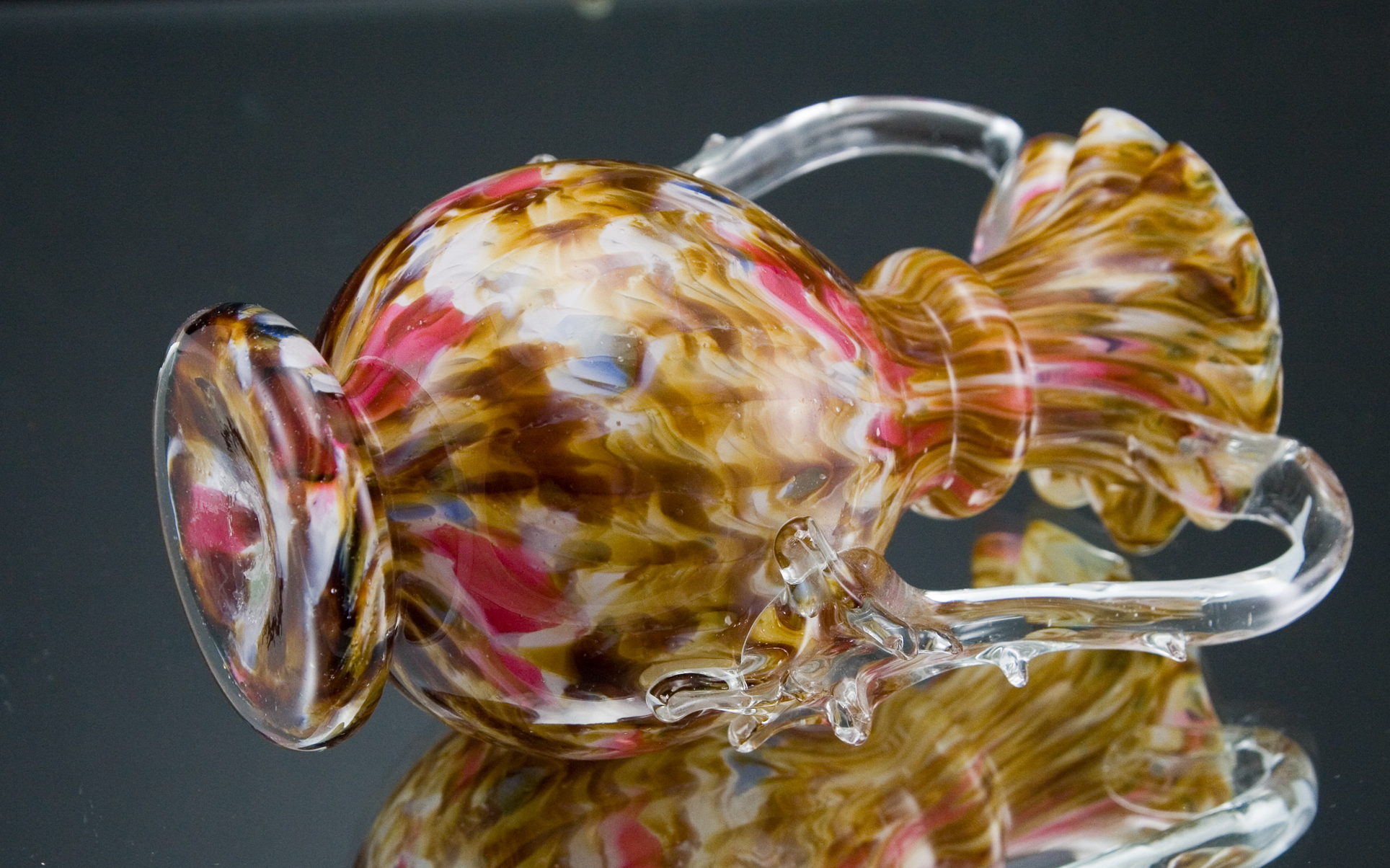 Antique Victorian Vase Spatter Glass Thorn Handles - Image 2
