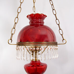 Victorian Style Hanging Lamp by Fenton Art Glass