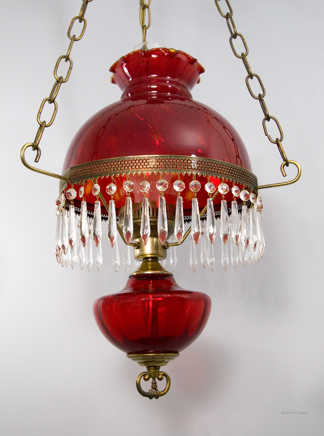 Victorian Style Hanging Lamp by Fenton Art Glass - Image 2