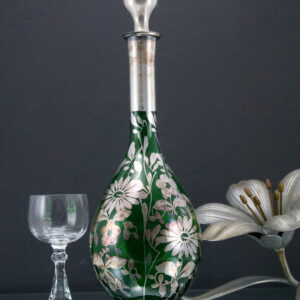 Victorian Art Nouveau Silver Overlay Glass Decanter