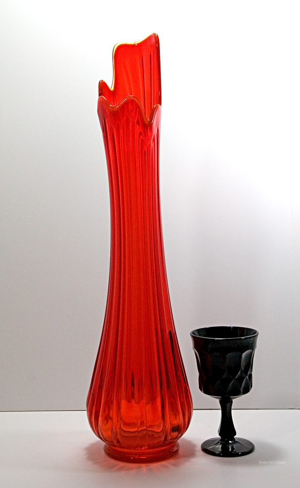 Retro Glass Floor Vase in Persimmon 1960 - 1970 - Image 2